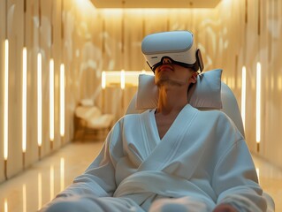  futuristic photograph of a therapy session using virtual reality (VR) therapy programs