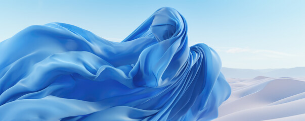 Obraz premium Surreal Silk Drapery Blending with Desert Dunes