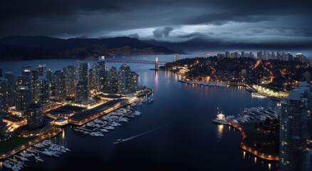 Twilight Marina: City Waterfront at Dusk