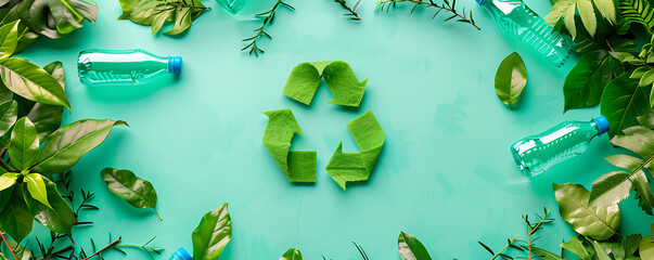 View of a dense forest forming a recycling symbol emphasizing the concept of circular economy and sustainability Promotes green living and environmental awareness