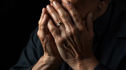 Fototapeta premium Illustration of praying hands with a dark background