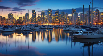 Obraz premium Stunning City Marina at Sunset Reflection