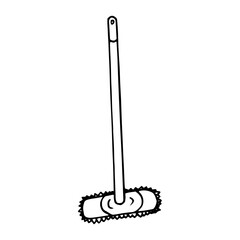 mop hand drawn in doodle style. illustration minimalism, monochrome