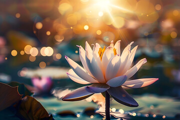 luminous lotus flower with a sunburst fitting for meditation guides and vesak spiritual themes