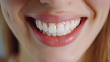 Fototapeta premium white teeth close up on model female