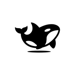 A charming orca icon in vector style, blending cuteness with elegance. Ideal for brands looking for a distinctive and endearing identity in marine conservation, sports, or technology.