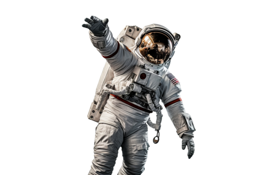 Astronaut in Space Suit on Transparent Background for Space Exploration Projects and Decor, PNG Format for Easy Use in Creative Designs