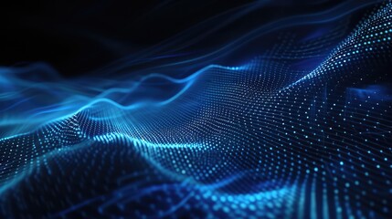 Abstract Digital Network Waves on Dark Background