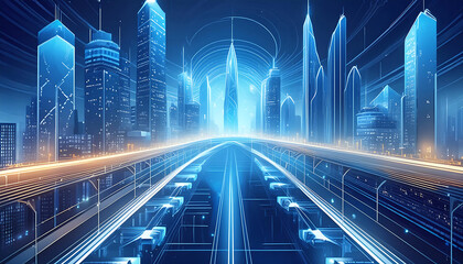 A futuristic and digitally networked city