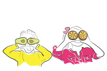 Hand drawn line art vector of kids health ad wellness club concept. Pediatric Dietitian poster art.