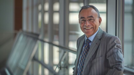 Confident Senior Businessman Smiling in Office Setting