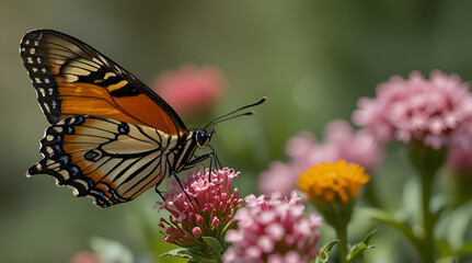 Obraz premium butterfly feeding on a flower, Generative.ai 