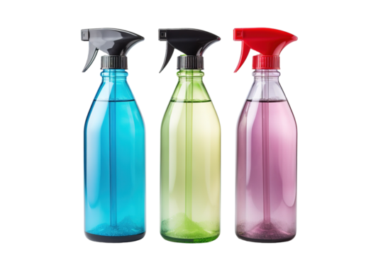 A Turquoise Spray Bottle Ready to Clean and Refresh on a White or Clear Surface PNG Transparent Background