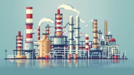 Obraz premium Modern Industrial Plant Illustration