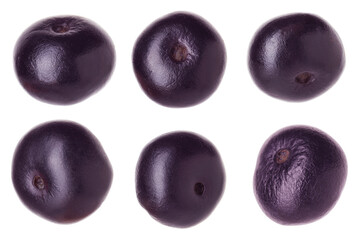 Set of acai berries isolated on white