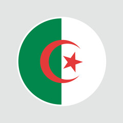 The flag of Algeria. Flag icon. Standard color. Circle icon flag.  Vector illustration.