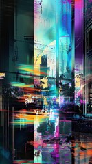 Obraz premium Digital art with colorful glitch effects