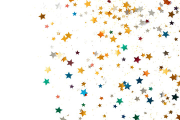 Vibrant stars confetti with transparent background, festive and celebratory PNG design for party invitations and event decorations