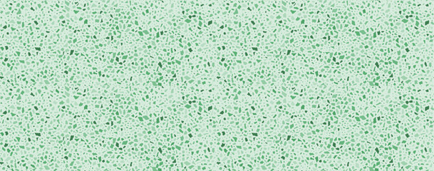 Terrazzo flooring seamless pattern. Vector realistic ceramic tiles texture with green mosaic elements. Terrazo tile with natural pieces of marble, granite or quartz. Classic Italian floor background.