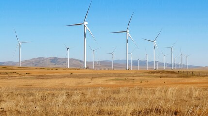 Wind Turbines in Vast Open Field
