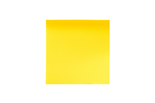 Top view of sticky note in PNG format with transparent background, ideal for office, reminder, and organizational designs