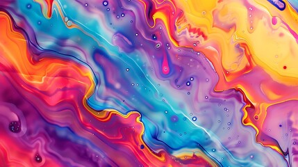 Fototapeta premium A swirling dance of colorful paint creates an abstract liquid background with a touch of orange