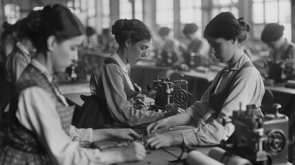 Historic Women Operating Industrial Machinery
