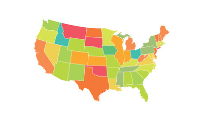 Map of USA isolated on white background.modern colorful style. for website layouts, background, education, precise, customizable, Travel worldwide, map silhouette backdrop, earth geography, polit