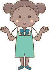 お手上げのポーズの黒人の女の子