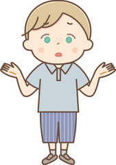 困ったポーズの白人の男の子