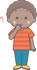 疑問に思う黒人の男の子