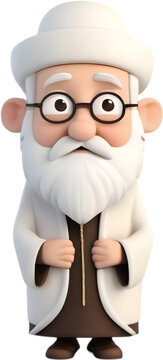 recommend clip art: Adorable cartoon Abraham, the patriarch of Judaism, smiles warmly. 