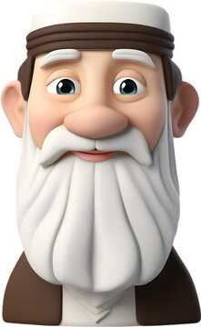 recommend clip art: Adorable cartoon Abraham, the patriarch of Judaism, smiles warmly. 