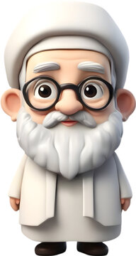 recommend clip art: Adorable cartoon Abraham, the patriarch of Judaism, smiles warmly. 