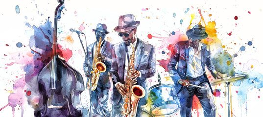 Watercolor Painting Depicting Jazz