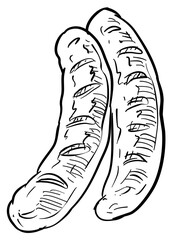 grilled sausage handdrawn illustration