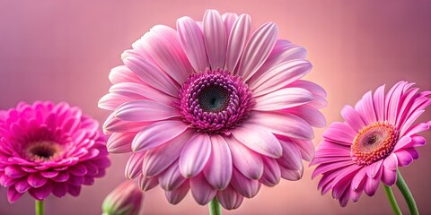 Obraz premium Vibrant Pink Gerbera Daisies Blooming in Springtime Garden.