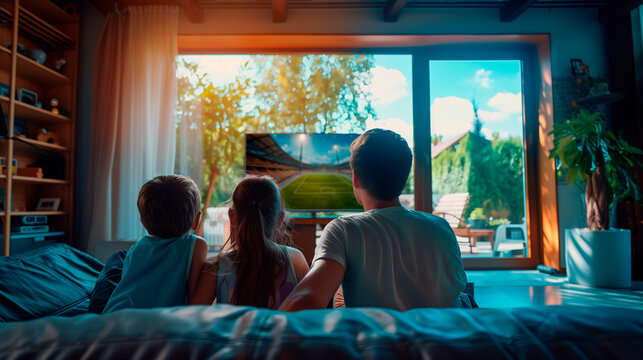 A family watching the Paris Olympic Games on television
