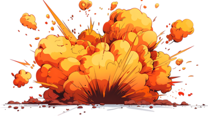 vector explosion on transparent background cartoon style