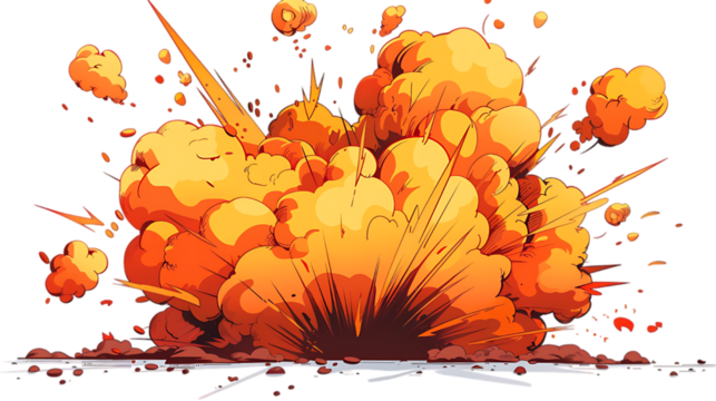 vector explosion on transparent background cartoon style
