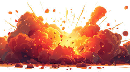 vector explosion on transparent background cartoon style