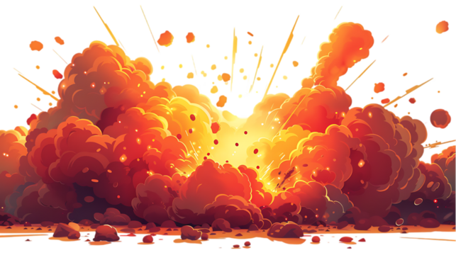 vector explosion on transparent background cartoon style