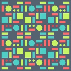 Beautiful of Colorful Rectangle and Circle, Repeated, Abstract, Illustrator Pattern Wallpaper. Image for Printing on Paper, Wallpaper or Background, Covers, Fabrics