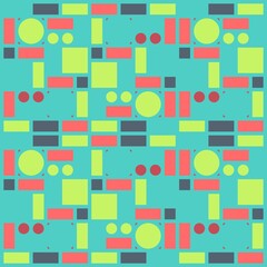 Beautiful of Colorful Rectangle and Circle, Repeated, Abstract, Illustrator Pattern Wallpaper. Image for Printing on Paper, Wallpaper or Background, Covers, Fabrics