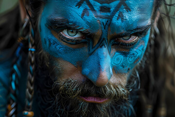 Superbe portrait de viking maquillé 