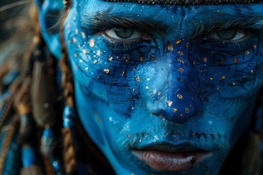 Superbe portrait de viking maquill&eacute; 