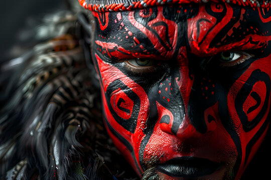 Superbe portrait de viking maquill&eacute; 
