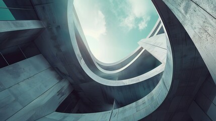 Obraz premium Architectural abstraction featuring a juxtaposition of organic and geometric forms.