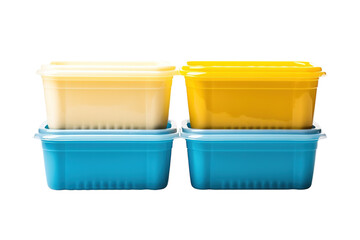 A Colorful Stack of Prepared Meals in Clear Plastic Containers on a White or Clear Surface PNG Transparent Background