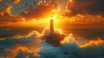 Lighthouse at Sunset